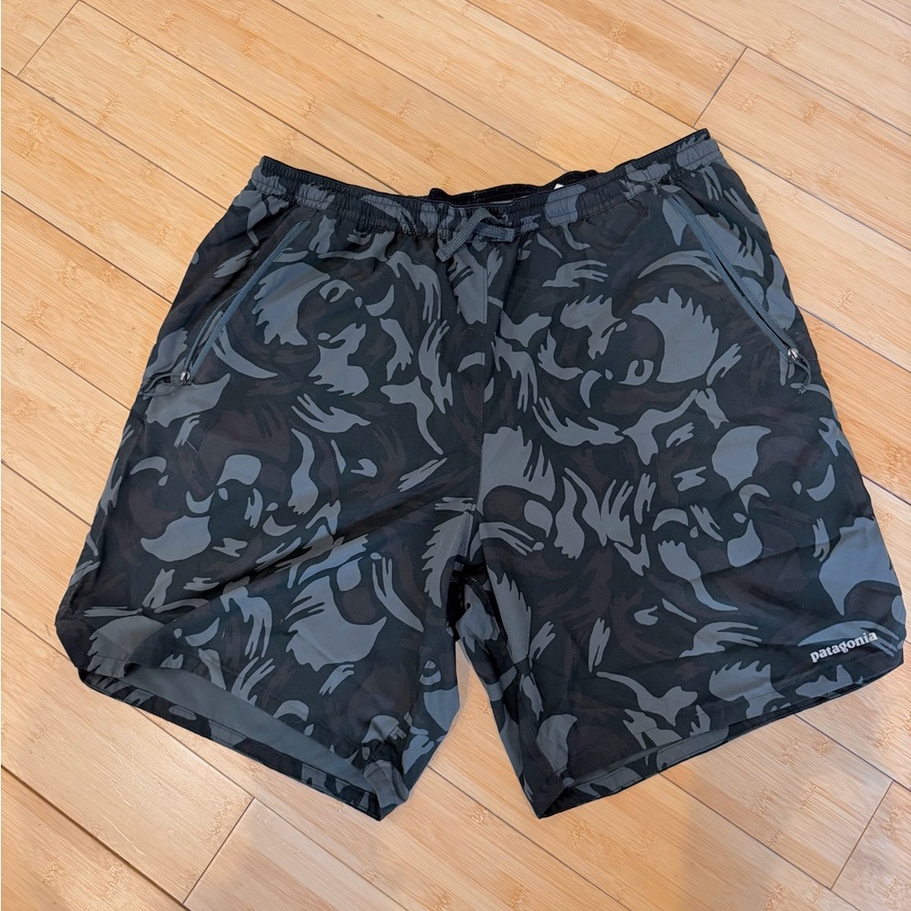 Patagonia Black & Dark Gray Camo Swim Shorts